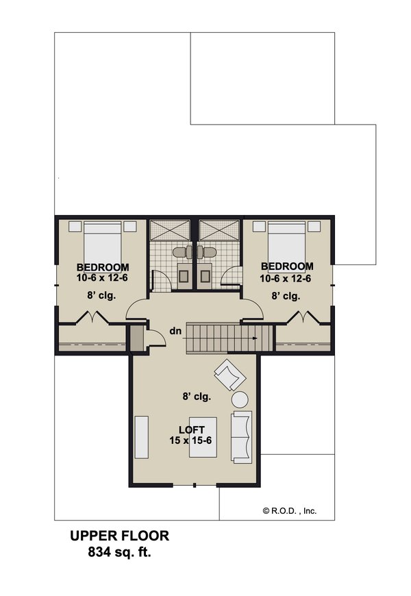 Craftsman Floor Plan - Upper Floor Plan #51-1458
