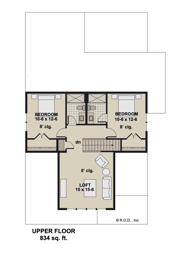Bungalow Floor Plan - Upper Floor Plan #51-1457