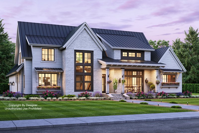 Farmhouse Style House Plan - 4 Beds 2.5 Baths 2837 Sq/Ft Plan #51-1136 Exterior