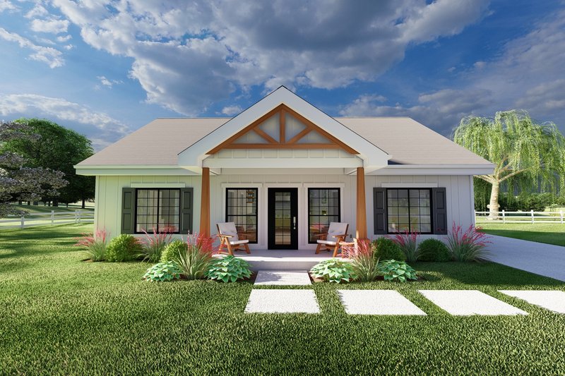 Farmhouse Style House Plan - 3 Beds 2 Baths 1360 Sq/Ft Plan #126-247 Exterior