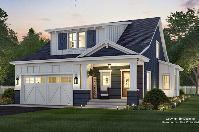 Craftsman Style House Plan - 4 Beds 4 Baths 2225 Sq/Ft Plan #51-1458 Exterior