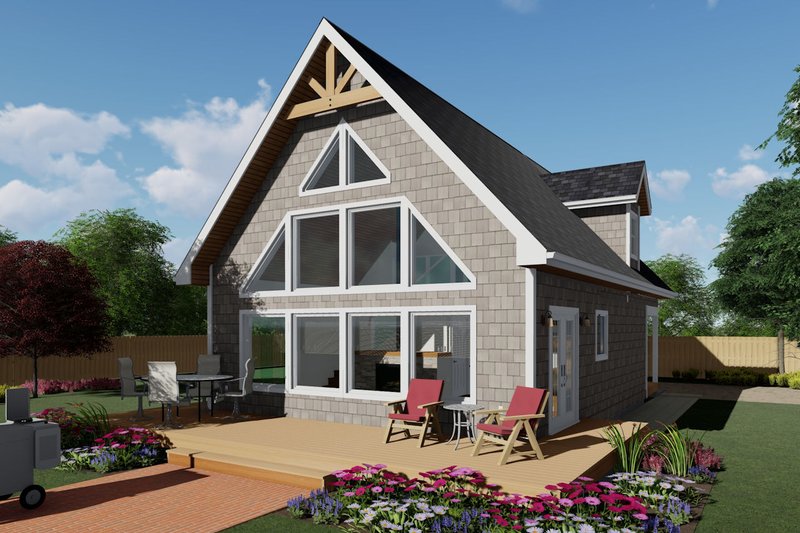 Cabin Style House Plan - 3 Beds 2 Baths 1249 Sq/Ft Plan #126-188 Exterior