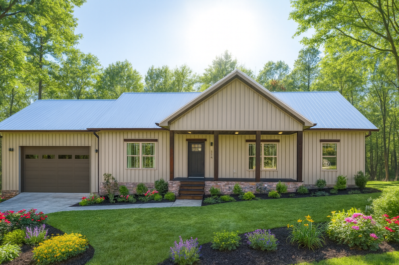 Farmhouse Style House Plan - 3 Beds 2 Baths 1500 Sq/Ft Plan #44-274 Exterior